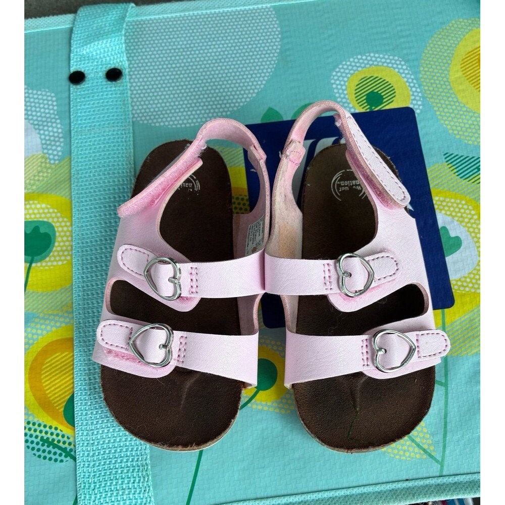 Wonder Nation Toddler Girls Pink Buckle Sandals – Size 6